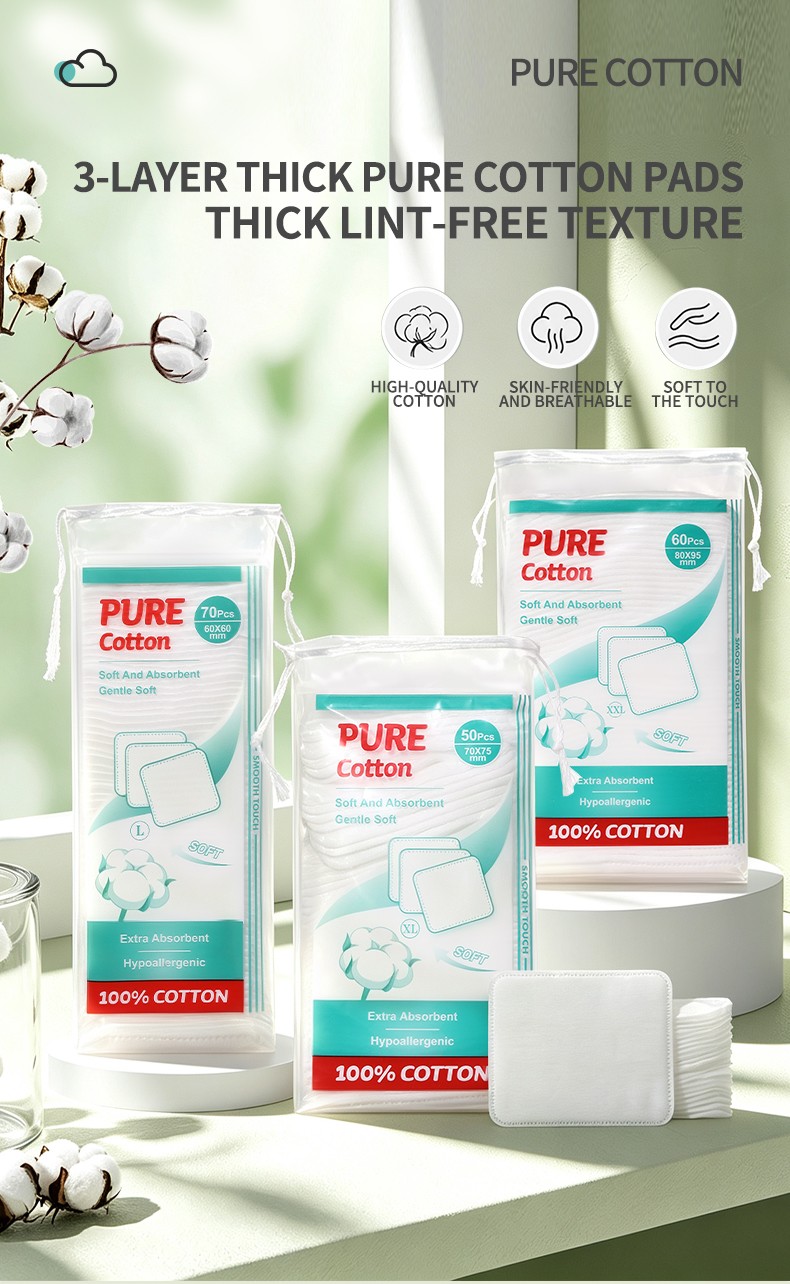 Wholesale Absorbent 100% Pure Cotton Facial Makeup Pads Makeup Remover Pads Cotton Cosmetic Face Pads for Beauty Skincare Care V23 V24 V25
