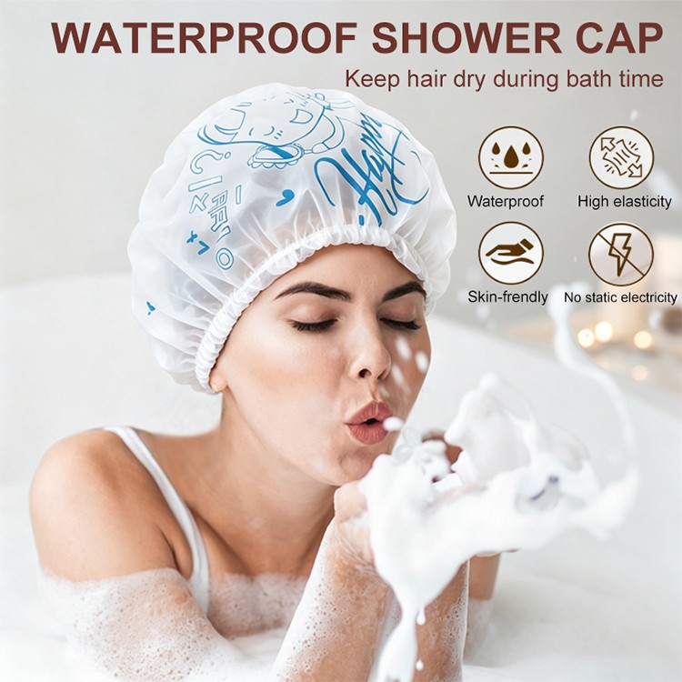 LMLTOP Adult Summer Waterproof Bathing Cap-Eco-Friendly PE Adjustable Single Layer Pure Color Hair Spa Salon Shower Cap Y040