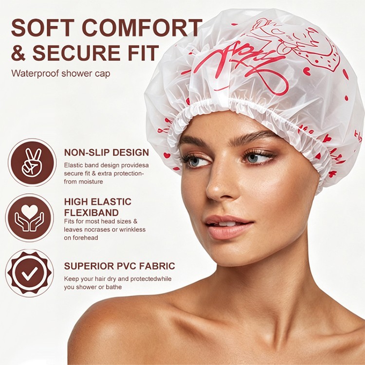 LMLTOP Adult Summer Waterproof Bathing Cap-Eco-Friendly PE Adjustable Single Layer Pure Color Hair Spa Salon Shower Cap Y040