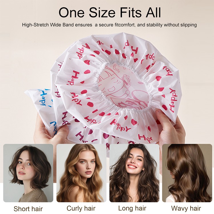 LMLTOP Adult Summer Waterproof Bathing Cap-Eco-Friendly PE Adjustable Single Layer Pure Color Hair Spa Salon Shower Cap Y040