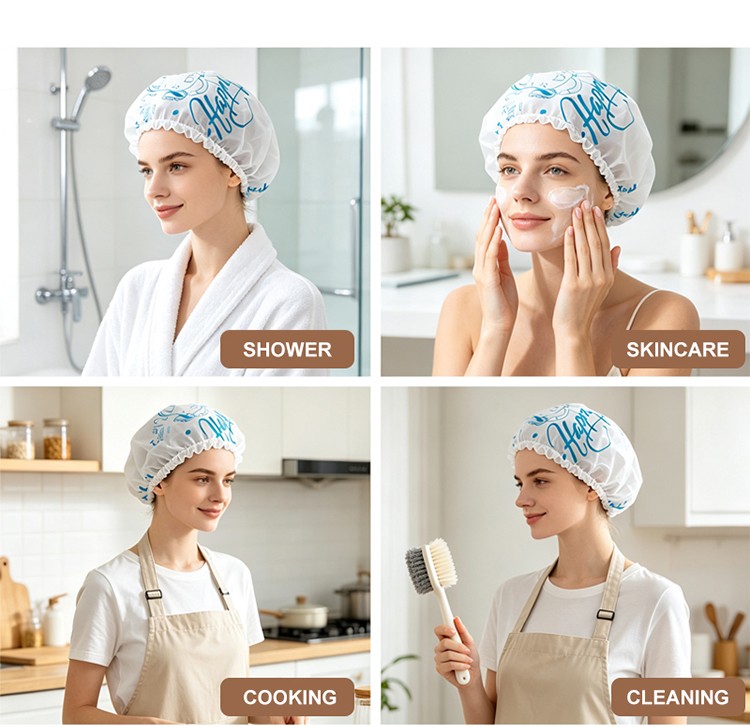 LMLTOP Adult Summer Waterproof Bathing Cap-Eco-Friendly PE Adjustable Single Layer Pure Color Hair Spa Salon Shower Cap Y040