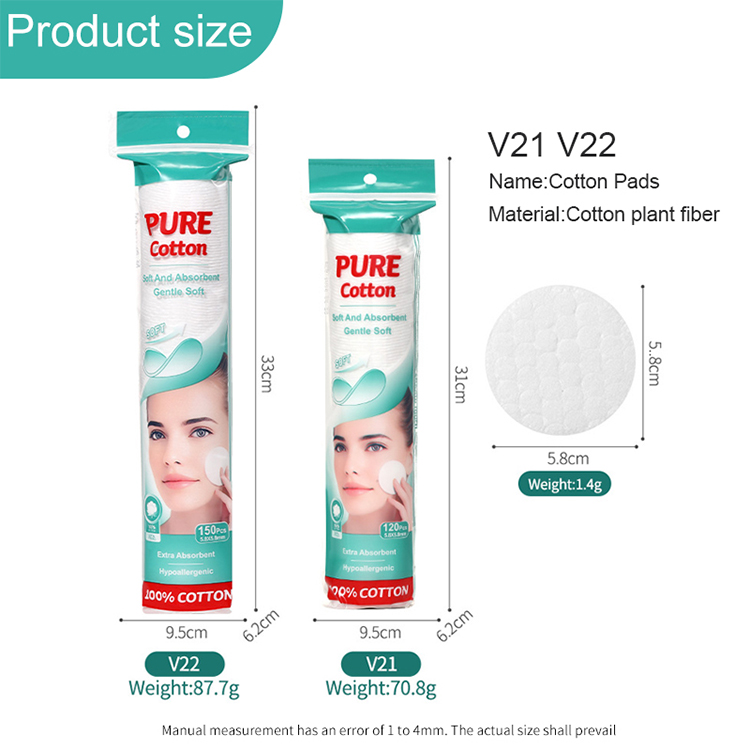 Wholesale Disposable Facial Cleansing 3 Layer High Quality Cotton Pads for Makeup Remover Skin Care Cosmetic V21 V22
