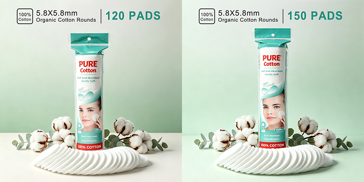 Wholesale Disposable Facial Cleansing 3 Layer High Quality Cotton Pads for Makeup Remover Skin Care Cosmetic V21 V22