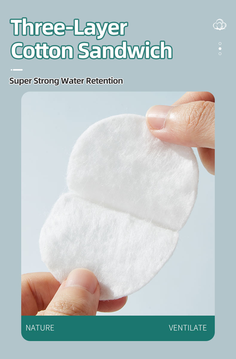 Wholesale Disposable Facial Cleansing 3 Layer High Quality Cotton Pads for Makeup Remover Skin Care Cosmetic V31