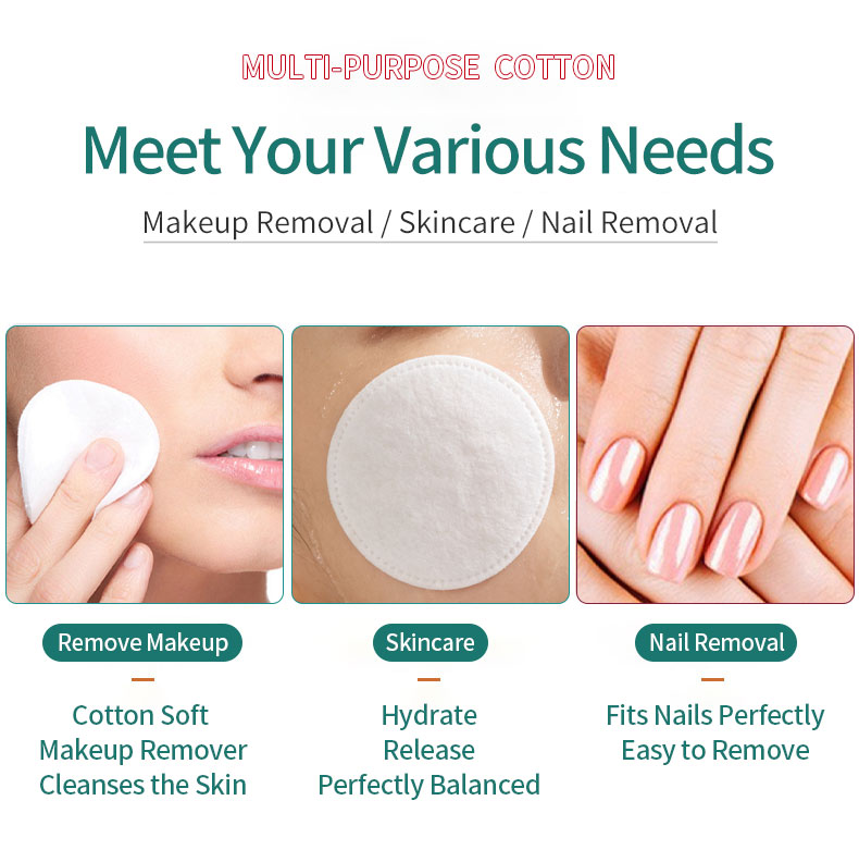 Wholesale Disposable Facial Cleansing 3 Layer High Quality Cotton Pads for Makeup Remover Skin Care Cosmetic V31