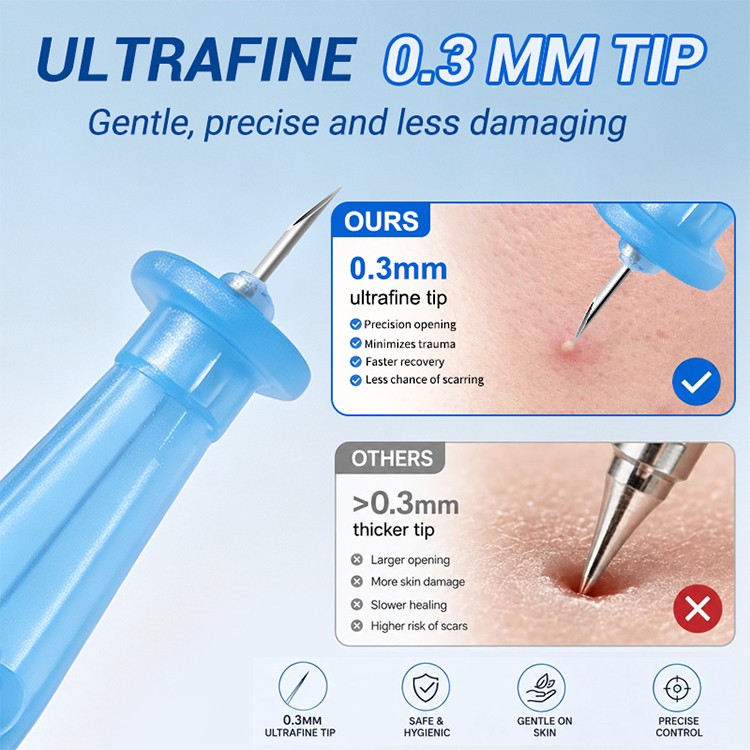 LMLTOP Portable Stainless Steel Acne Needle Blackhead Comedone Extractor Tool Remove Pimple Whitehead for Daily Facial Care Y029