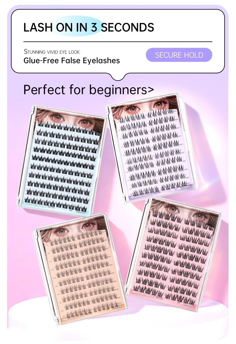 Self Adhesive Eyelashes Reusable No Glue Lashes Reusable Waterproof No Glue Press-On Eyelash Strips Clusters for Makeup Beginner Y074 Self Adhesive Eyelashes Reusable No Glue Lashes Reusable Waterproof No Glue Press-On Eyelash Strips Clusters for Makeup Beginner Y074