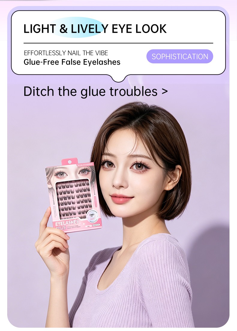Self Adhesive Eyelashes Reusable No Glue Lashes Reusable Waterproof No Glue Press-On Eyelash Strips Clusters for Makeup Beginner Y074 Self Adhesive Eyelashes Reusable No Glue Lashes Reusable Waterproof No Glue Press-On Eyelash Strips Clusters for Makeup Beginner Y074