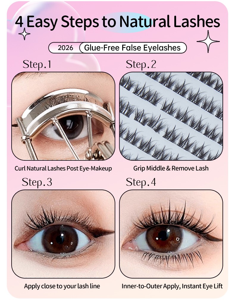 Self Adhesive Eyelashes Reusable No Glue Lashes Reusable Waterproof No Glue Press-On Eyelash Strips Clusters for Makeup Beginner Y074 Self Adhesive Eyelashes Reusable No Glue Lashes Reusable Waterproof No Glue Press-On Eyelash Strips Clusters for Makeup Beginner Y074
