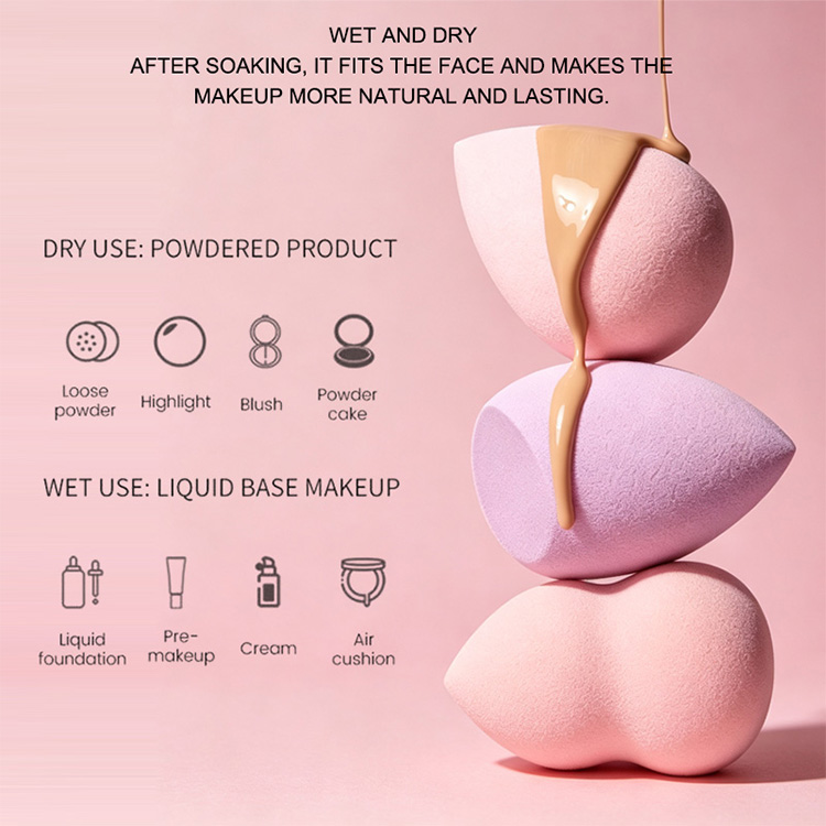 3in1 Small Water-Drop Teardrop Makeup Sponge Facial Make up Cotton-soft Powder Puff Coverage Blender for Foundation Cushion Y067