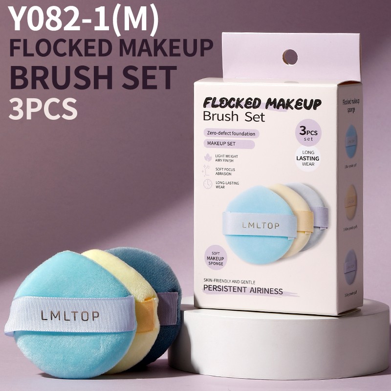 In Stock Multi-Shape Velvet Cosmetic Puffs Makeup Tool High Density Cotton Flocking Puff Facial Loose Powder Soft With Box Y082