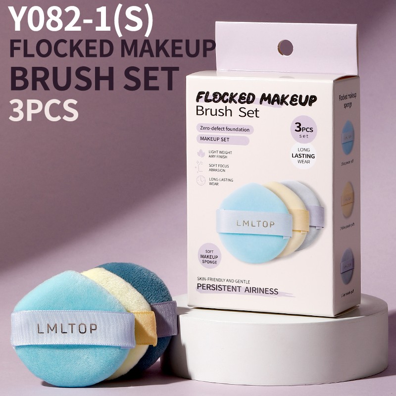 In Stock Multi-Shape Velvet Cosmetic Puffs Makeup Tool High Density Cotton Flocking Puff Facial Loose Powder Soft With Box Y082