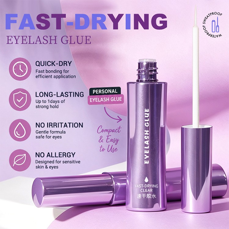 LMLTOP Custom Logo Eyelash Glue Long Lasting Waterproof Clear Lash Adhesive Small Brush Applicator False Lash Glue for Beginner Y090