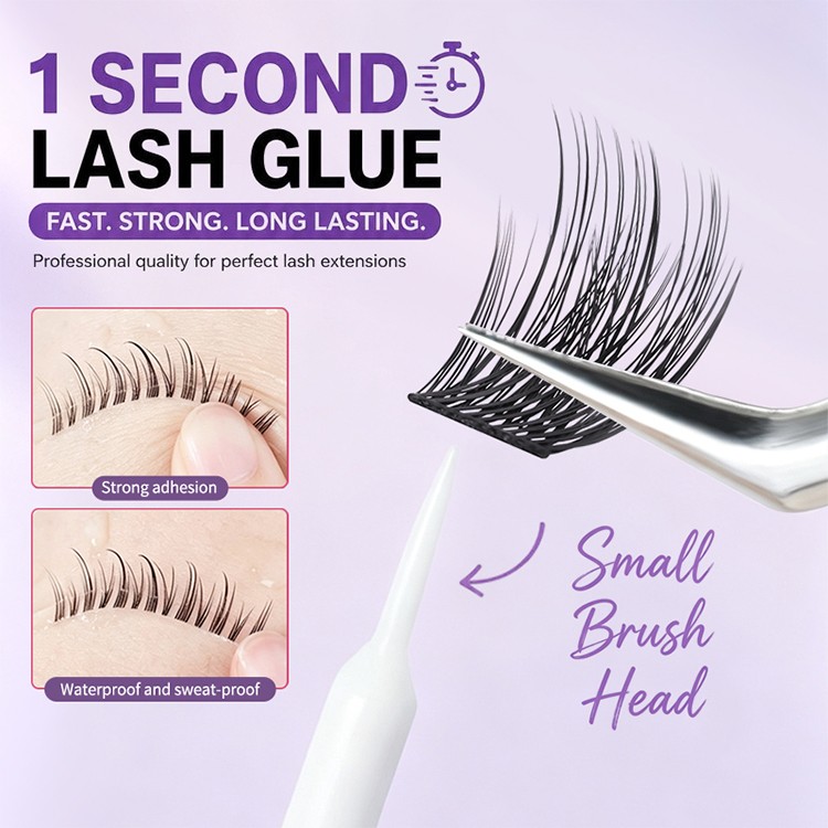 LMLTOP Custom Logo Eyelash Glue Long Lasting Waterproof Clear Lash Adhesive Small Brush Applicator False Lash Glue for Beginner Y090