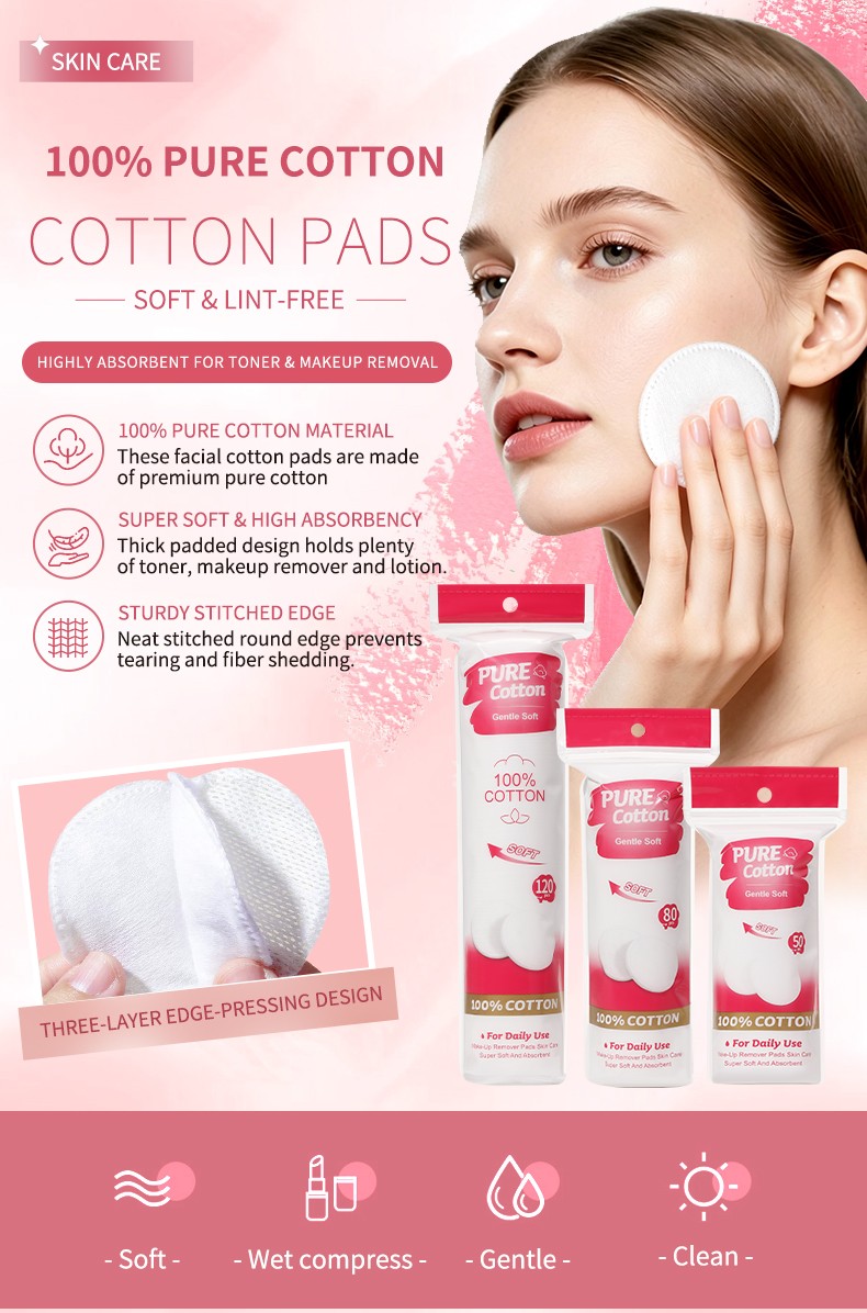 LMLTOP 50/80/120Pcs Disposable Cosmetic Cotton Pads Cotton Round Facial Pads Portable Makeup Remover Cotton Pads For Beauty Use V32 V34 V35