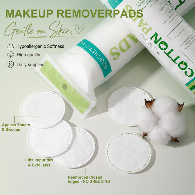 Wholesale Disposable Facial Cleansing 3 Layer High Quality Cotton Pads for Makeup Remover Skin Care Cosmetic RCA1336