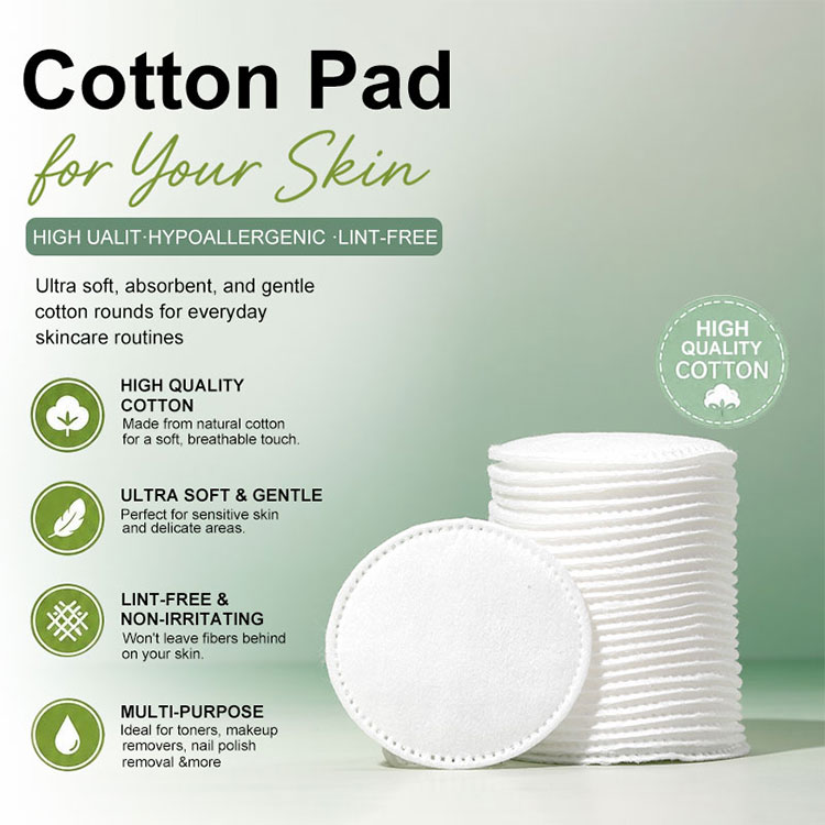Wholesale Disposable Facial Cleansing 3 Layer High Quality Cotton Pads for Makeup Remover Skin Care Cosmetic RCA1336