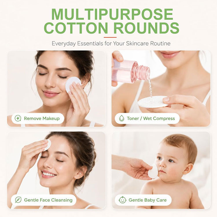 Wholesale Disposable Facial Cleansing 3 Layer High Quality Cotton Pads for Makeup Remover Skin Care Cosmetic RCA1336
