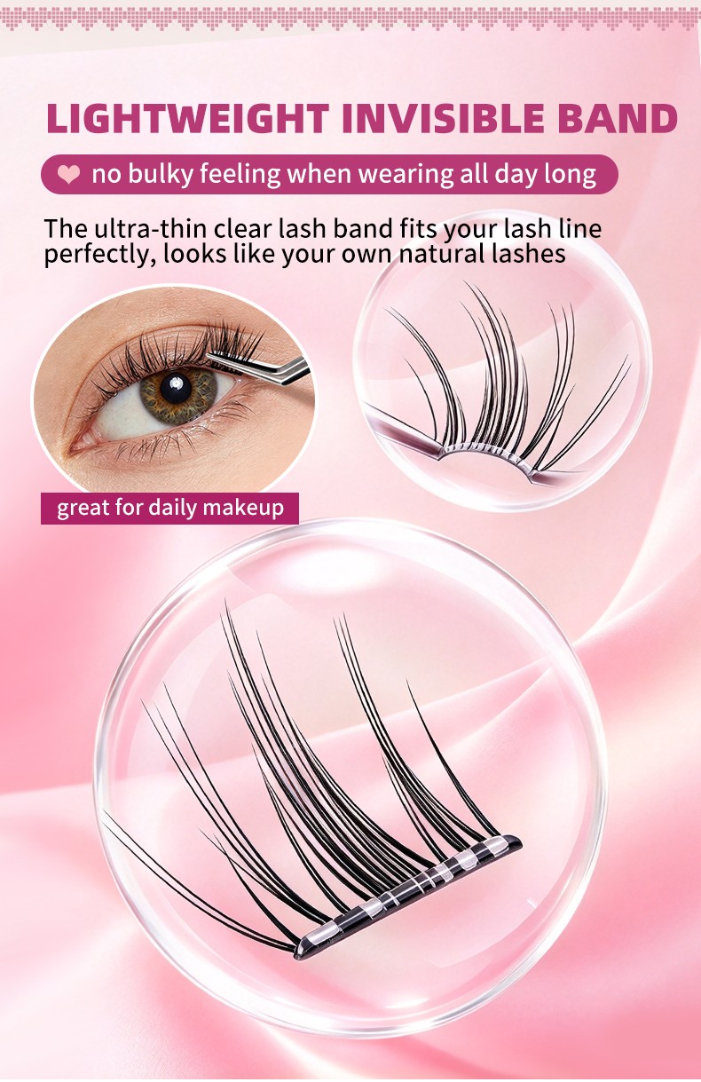 Self Adhesive Eyelashes Reusable No Glue Lashes Reusable Waterproof No Glue Press-On Eyelash Strips Clusters for Makeup Beginner Y092