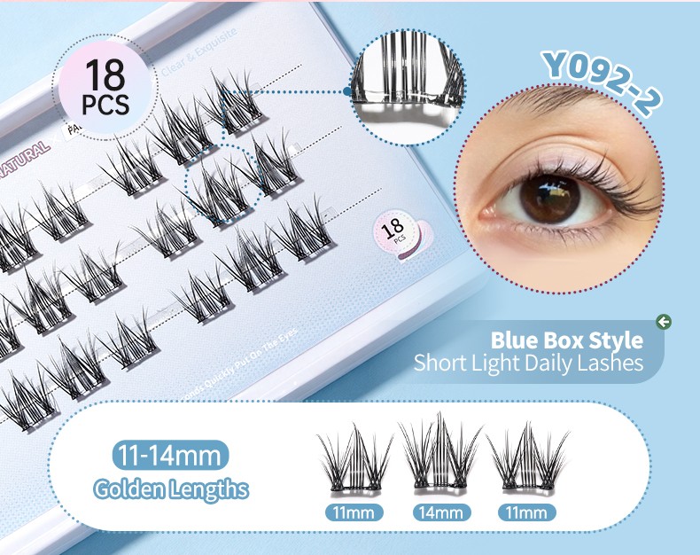 Self Adhesive Eyelashes Reusable No Glue Lashes Reusable Waterproof No Glue Press-On Eyelash Strips Clusters for Makeup Beginner Y092