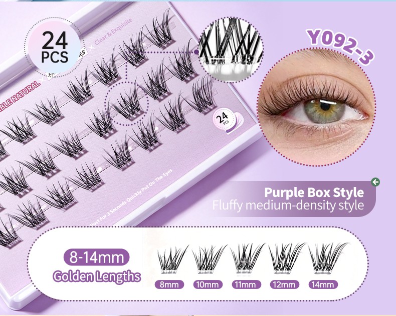 Self Adhesive Eyelashes Reusable No Glue Lashes Reusable Waterproof No Glue Press-On Eyelash Strips Clusters for Makeup Beginner Y092