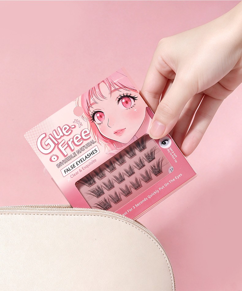 Self Adhesive Eyelashes Reusable No Glue Lashes Reusable Waterproof No Glue Press-On Eyelash Strips Clusters for Makeup Beginner Y092