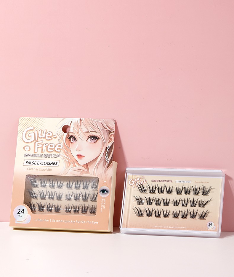 Self Adhesive Eyelashes Reusable No Glue Lashes Reusable Waterproof No Glue Press-On Eyelash Strips Clusters for Makeup Beginner Y092