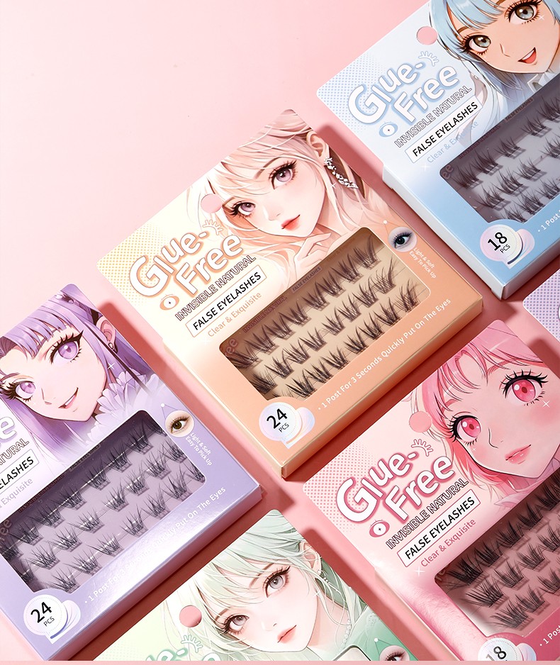 Self Adhesive Eyelashes Reusable No Glue Lashes Reusable Waterproof No Glue Press-On Eyelash Strips Clusters for Makeup Beginner Y092
