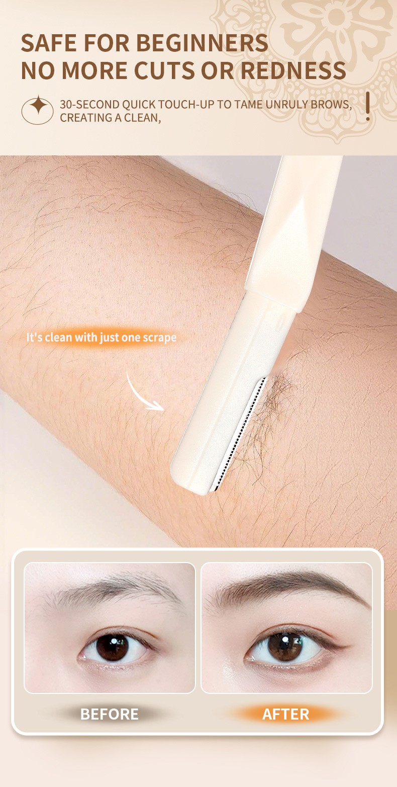 Wholesale Professional Eyebrow razor Kit Stainless Steel Slanted Tip Hair Face Remover Eyebrow Shaving Trimmer