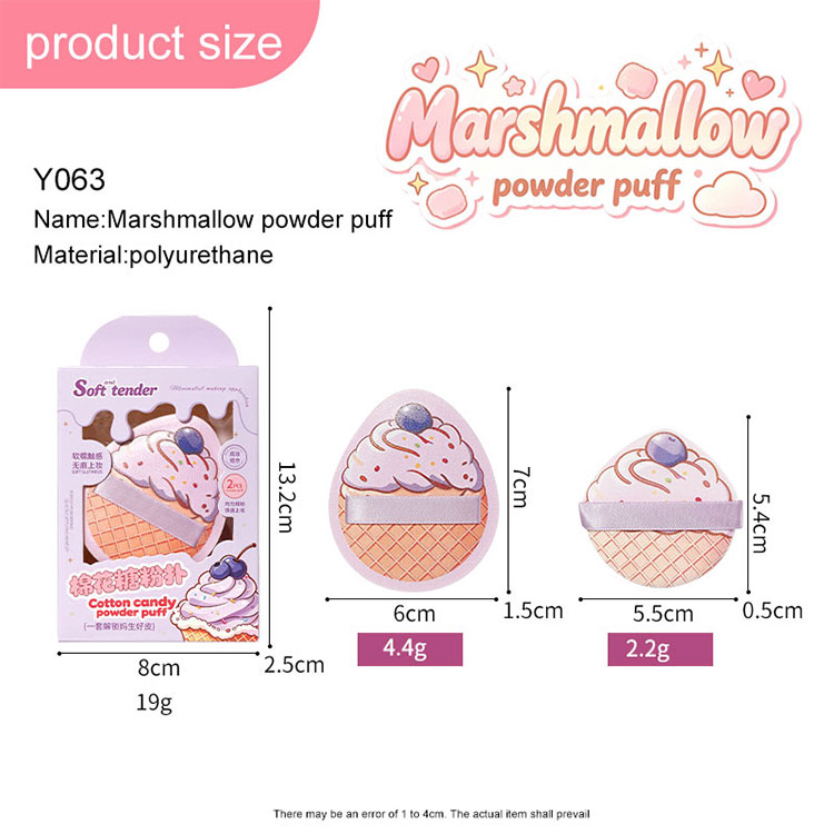 LMLTOP Hot Sale Cute Ice Cream Printed Makeup Puff Double Strap Marshmallow Foundation Powder Puff for Beauty Wholesale Price Y063