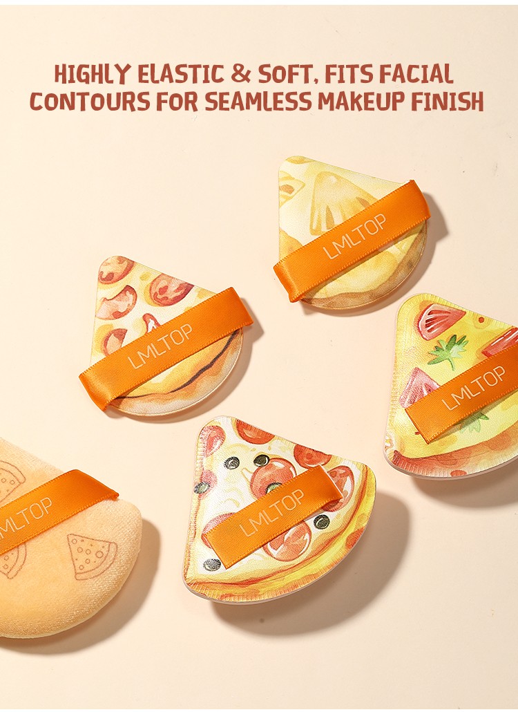 LMLTOP 6 Pcs Cute Pizza Design Makeup Sponge Puff Soft Cosmetic Powder Puff Set Reusable Blender Tool for Women Facial Makeup Y001