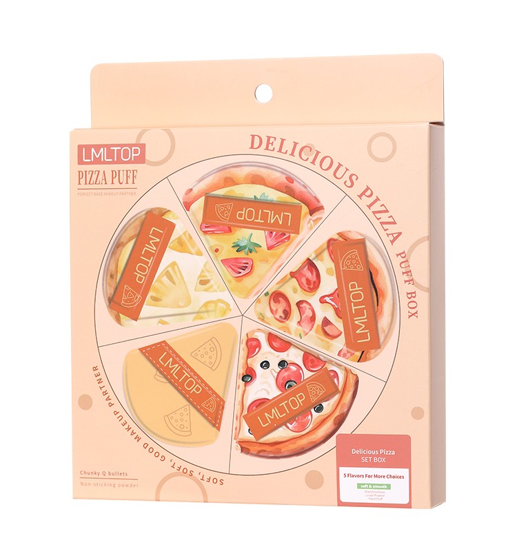 LMLTOP 6 Pcs Cute Pizza Design Makeup Sponge Puff Soft Cosmetic Powder Puff Set Reusable Blender Tool for Women Facial Makeup Y001