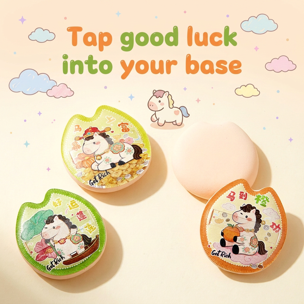 LMLTOP Cute Printed Marshmallow Makeup Sponge Water Plump Fluffy Powder Puff Wet Dry Dual Use with Portable Plastic Carry Box Y061