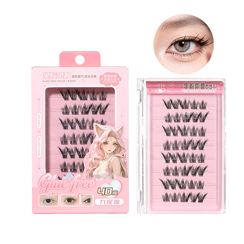 LMLTOP Pre-glued No-glue Cluster False Eyelashes Reusable Self Adhesive Lashes Natural Curly Segment Eyelashes For Beginner Y071