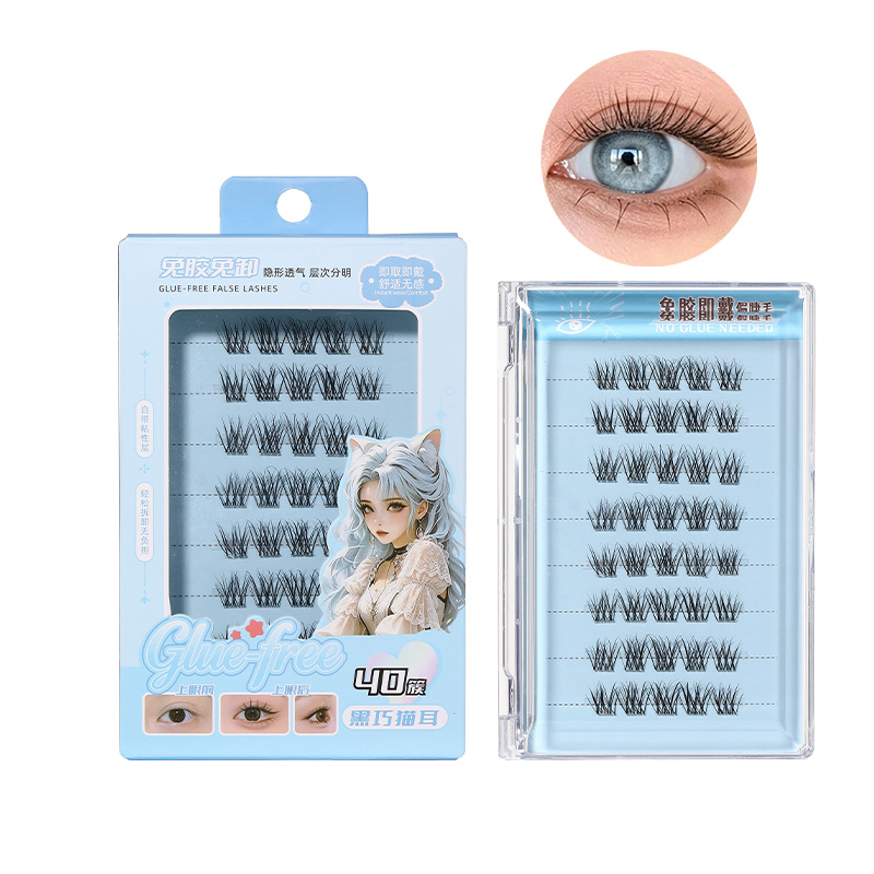 LMLTOP Pre-glued No-glue Cluster False Eyelashes Reusable Self Adhesive Lashes Natural Curly Segment Eyelashes For Beginner Y071