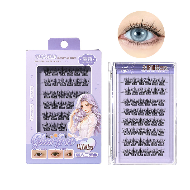 LMLTOP Pre-glued No-glue Cluster False Eyelashes Reusable Self Adhesive Lashes Natural Curly Segment Eyelashes For Beginner Y071