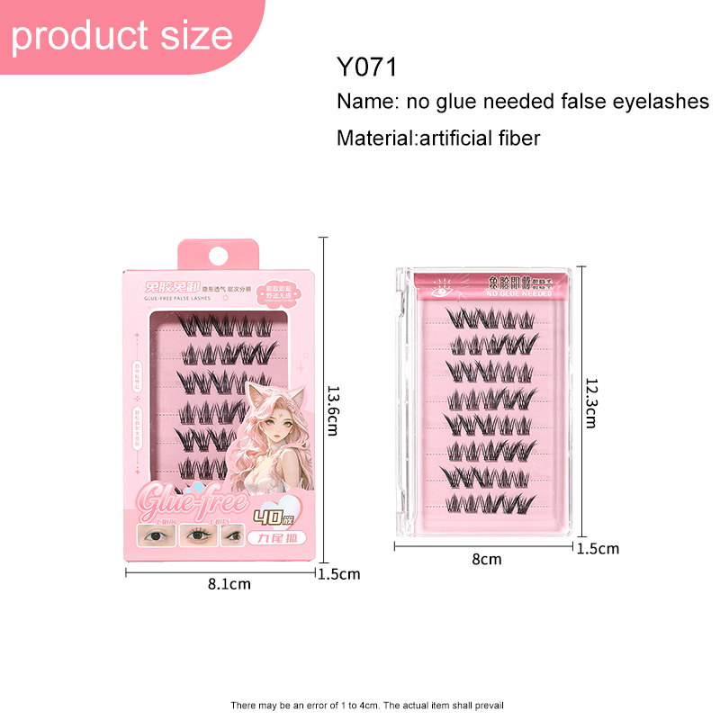 LMLTOP Pre-glued No-glue Cluster False Eyelashes Reusable Self Adhesive Lashes Natural Curly Segment Eyelashes For Beginner Y071