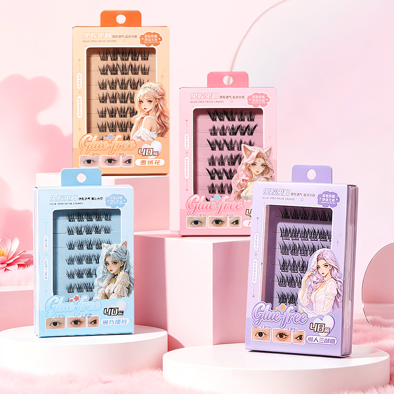 LMLTOP Pre-glued No-glue Cluster False Eyelashes Reusable Self Adhesive Lashes Natural Curly Segment Eyelashes For Beginner Y071