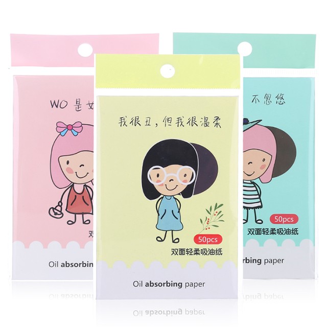 Refreshing Oil Control Makeup Portable 50pcs Absorbent Paper Facial Oil Blotting Paper A558