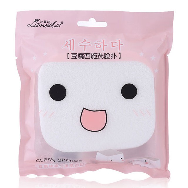 Lameila Newest style Oval shape Soft PVA White Face Cleaning Sponge B0028