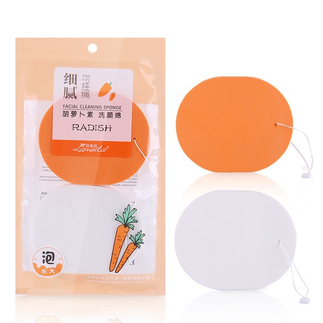 Lameila 2pcs Facial Clean Sponge Beauty Tools Natural Carrot Oval Face Cleansing Sponge B2139