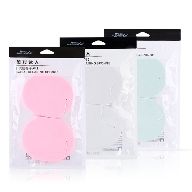 Lameila whoelsale 2 pcs makeup remover deeply 15T face cleansing sponge with rope SY-B2169