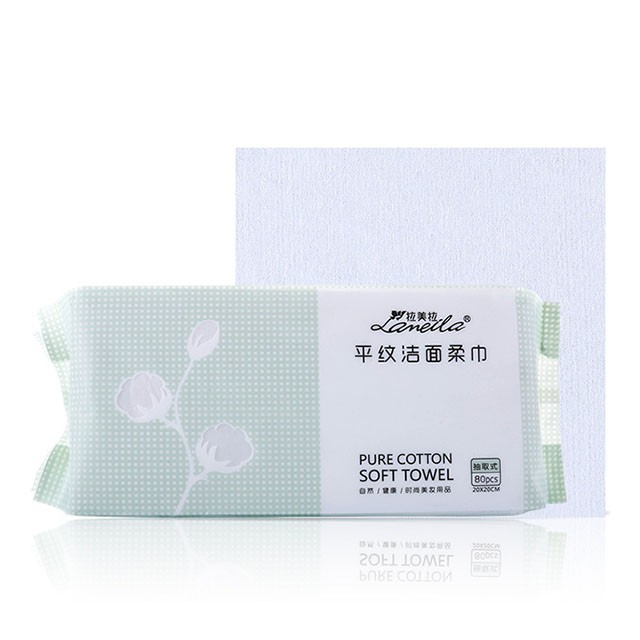 Lameila 80pcs Wholesale Plain Weave Facial Clean Pad Private Label Disposable Cotton Face Cleansing Towel B246