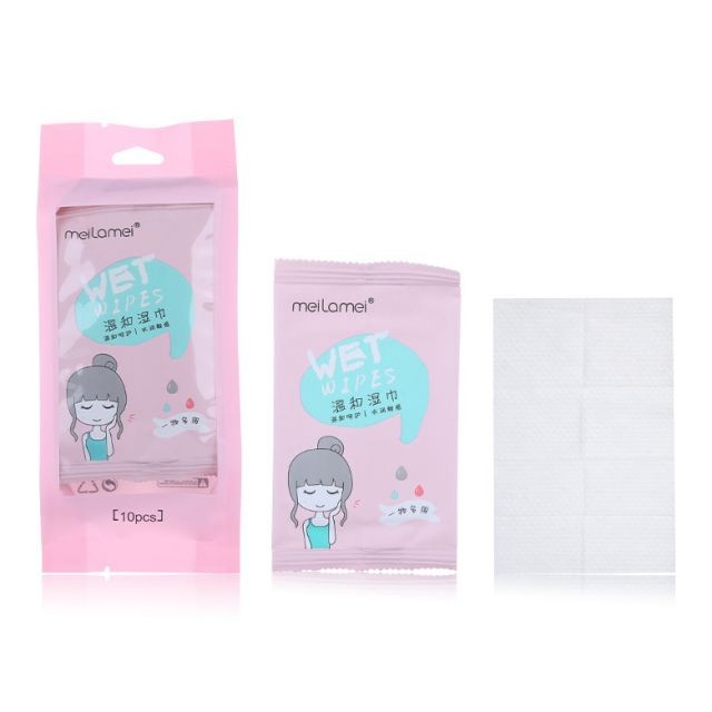 Meilamei Fast delivery 10pcs disinfectant wipes disposable makeup remover wet wipe private label face cleaning wipes E2119