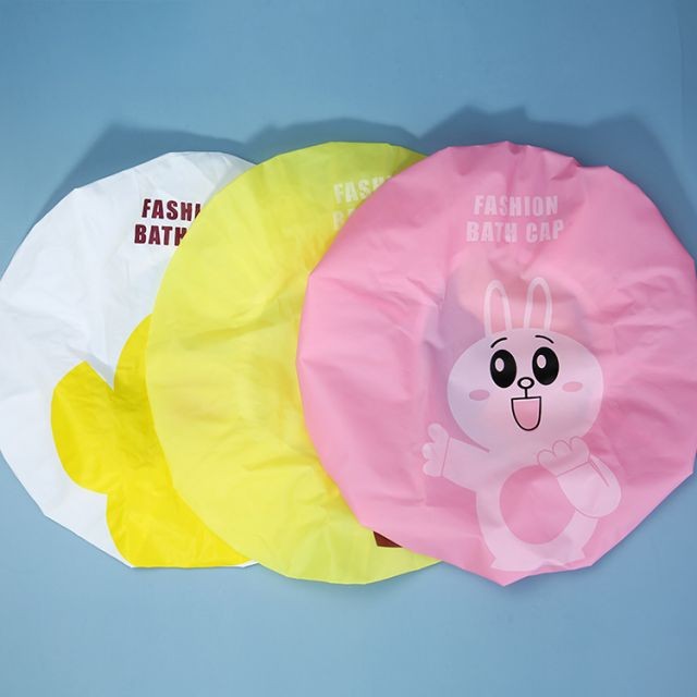 Lameila custom reusable luxury plastic cartoon waterproof springy shower cap C0828