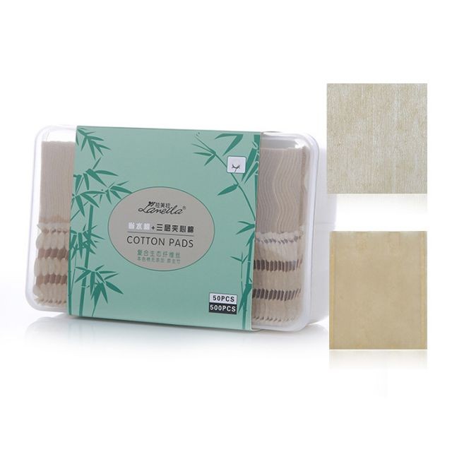 Lameila Wholesale 50+500pcs Disposable Makeup Remover Square Face Cleaning Sandwich Cotton Pad B315