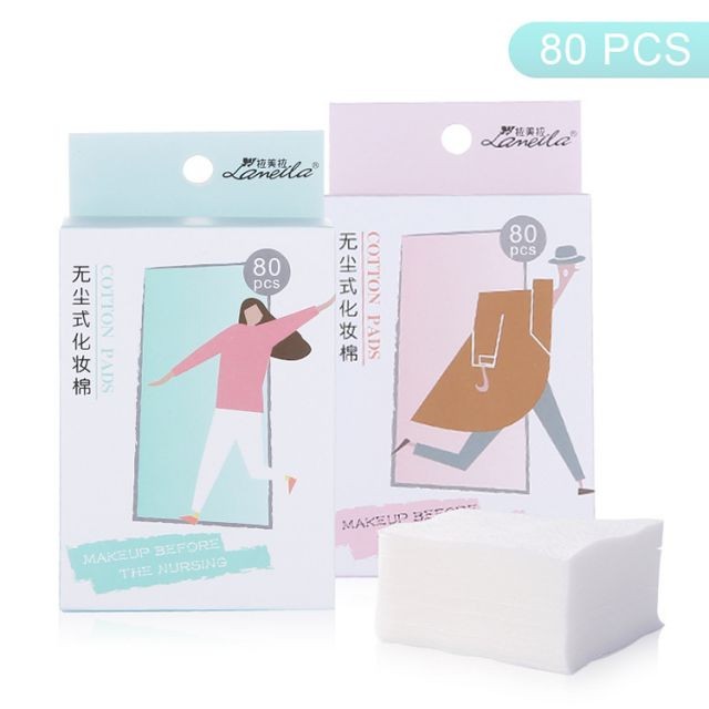 Portable 80pcs Private Label Nail Polish Makeup Remover Pad Face Make Up Disposable Cotton Pads B0112