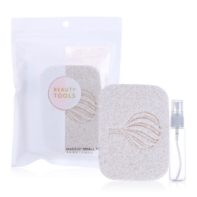 Facial cleaning puff hight quality walnut face washing sponge set with spray bottle B2108