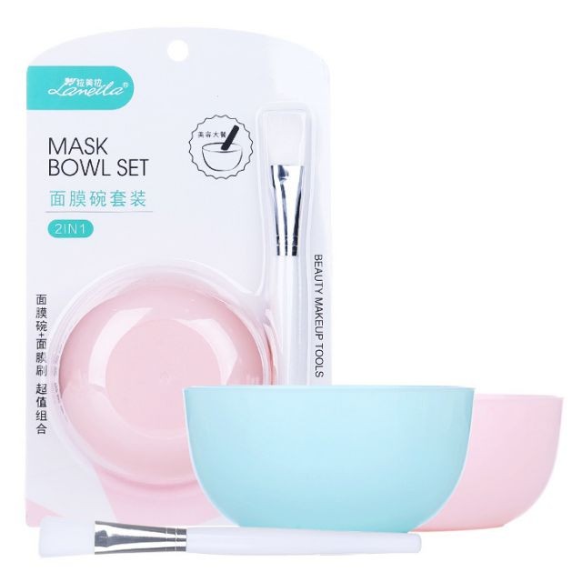 2021 best sale products DIY facemask bowl set plastic cosmetic mixing bowl with brush