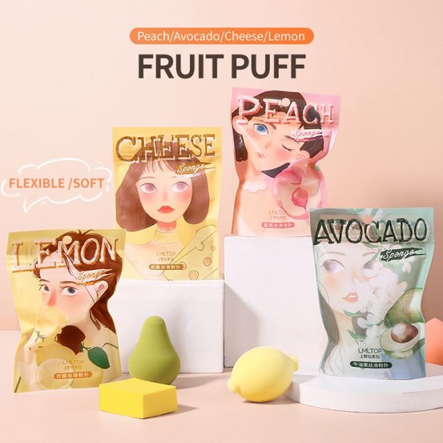 Lameila 2021 new arrived single pack foundation cosmetic fruit shape makeup sponge A80179/A80180/A80181/A80182